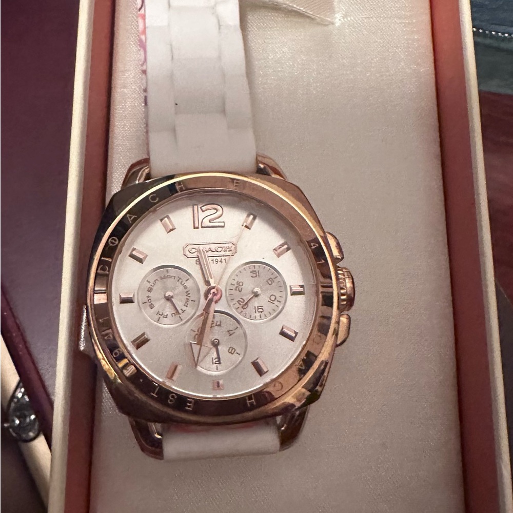 Coach Gold and Cream Chronograph Watch